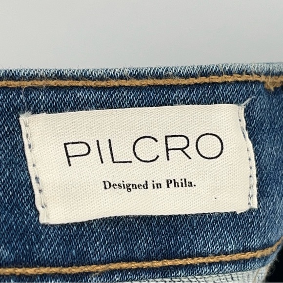 Pilcro 28x26 Kenna Mid-Rise Heritage Barrel Jeans stretchy blue Anthropologie - Picture 6 of 10
